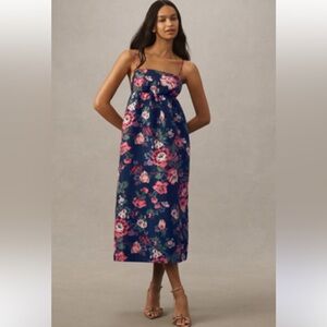 BHLDN Sophia Apron-Top Jacquard Floral Midi Dress